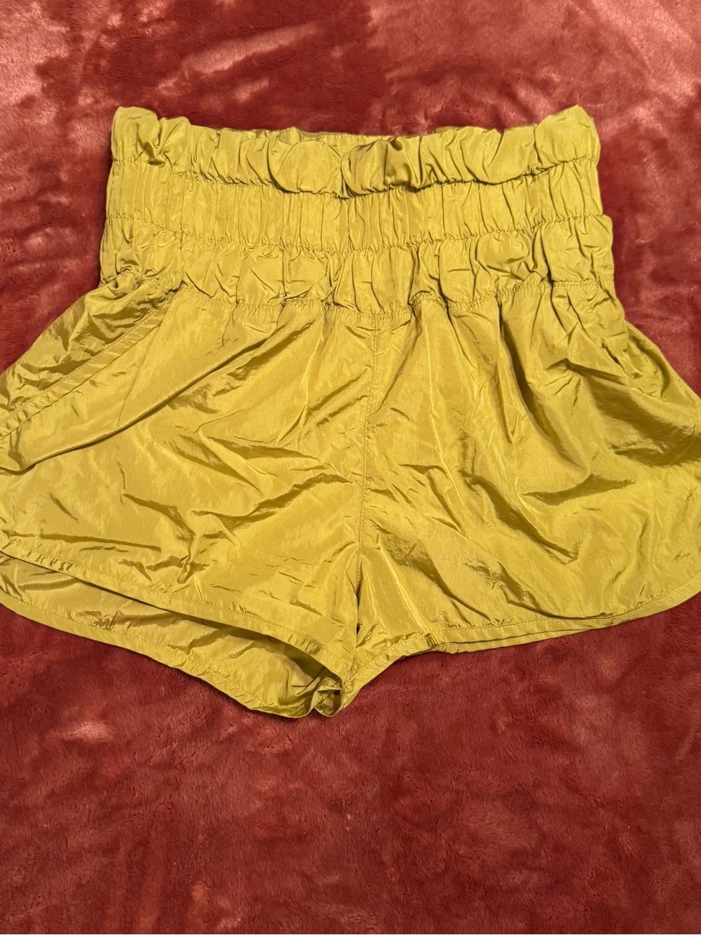 High-Waist Smocked Yellow Women’s Shorts